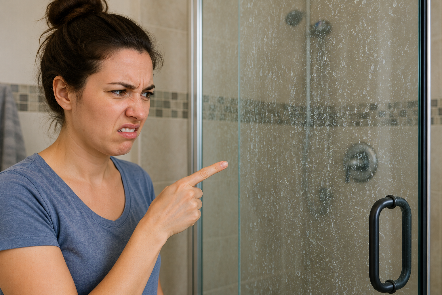Hard Water Spots on Shower Glass